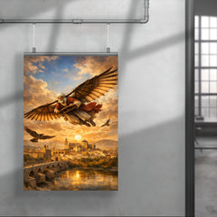 Abbas Ibn Firnas gliding experiment over Cordoba poster 4