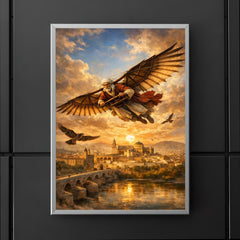Abbas Ibn Firnas gliding experiment over Cordoba poster 5