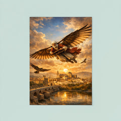 Abbas Ibn Firnas gliding experiment over Cordoba poster 8