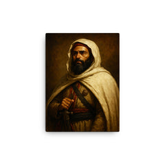 Abd al Qadir of Algeria dignified resistance portrait canvas print on a plain backdrop in size 12"x16".