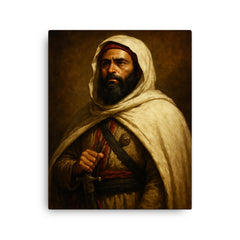 Abd al Qadir of Algeria dignified resistance portrait canvas print on a plain backdrop in size 16"x20".