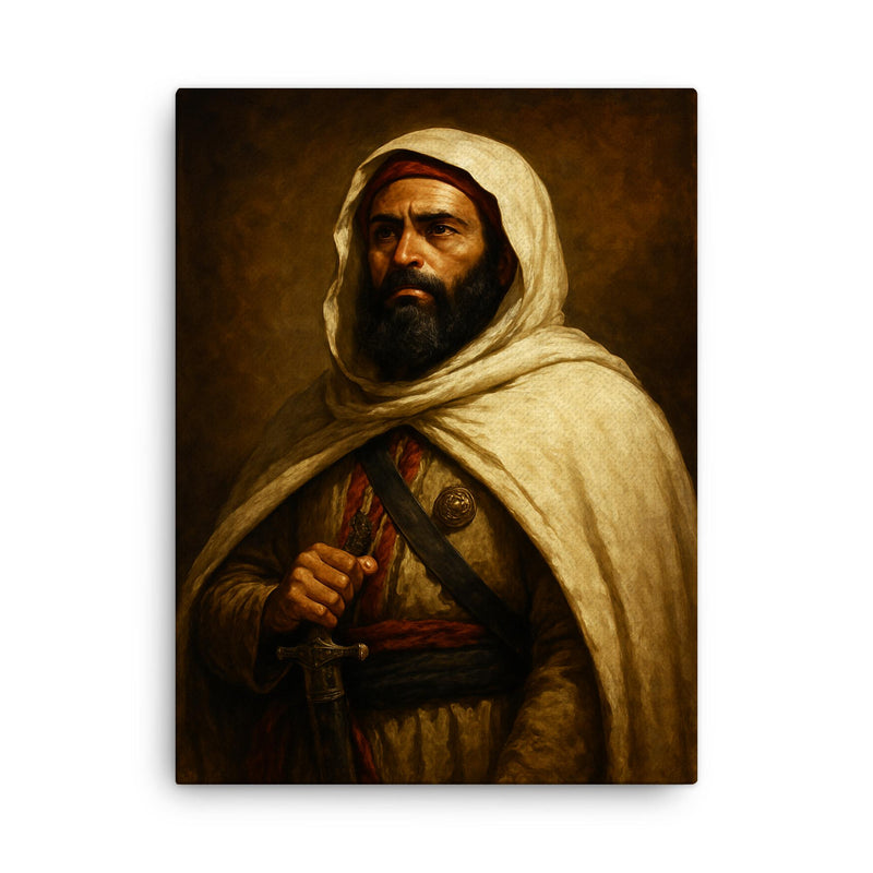 Abd al Qadir of Algeria dignified resistance portrait canvas print on a plain backdrop in size 18