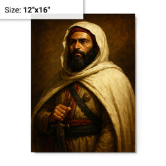 Abd al Qadir of Algeria dignified resistance portrait metal print on a plain backdrop in size 12"x16".