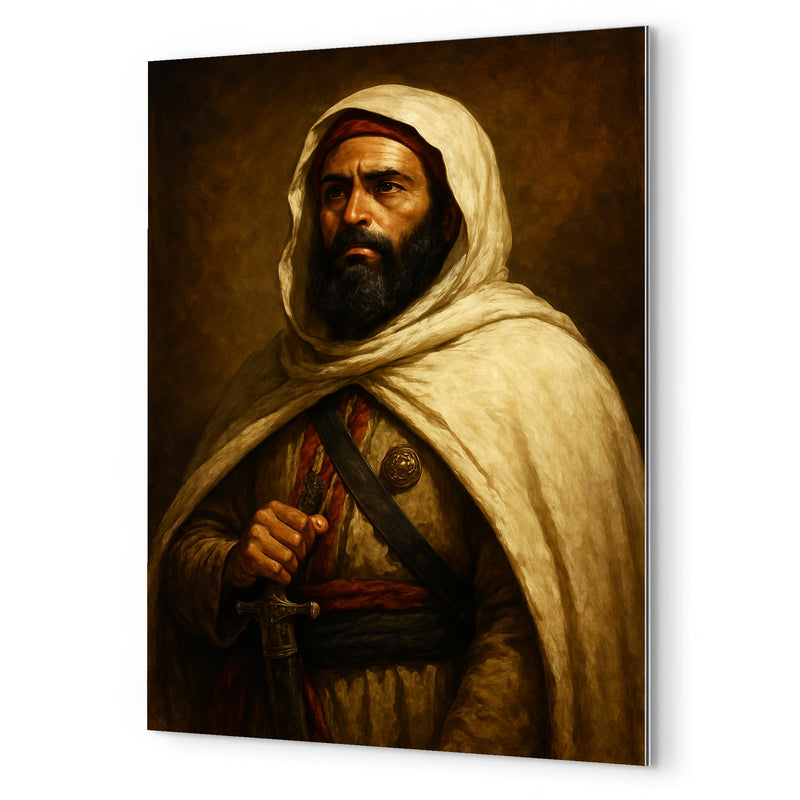 Abd al Qadir of Algeria dignified resistance portrait metal print mockup