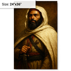 Abd al Qadir of Algeria dignified resistance portrait metal print on a plain backdrop in size 24"x36".