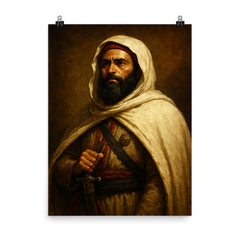 Abd al Qadir of Algeria dignified resistance portrait poster on a plain backdrop in size 8"x10".