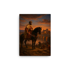 Abd al Rahman I founding Córdoba at dusk canvas print on a plain backdrop in size 12"x16".
