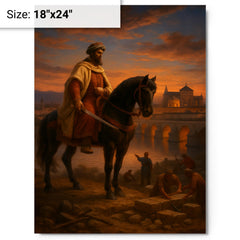 Abd al Rahman I founding Córdoba at dusk metal print on a plain backdrop in size 18"x24".