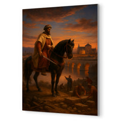 Abd al Rahman I founding Córdoba at dusk metal print mockup