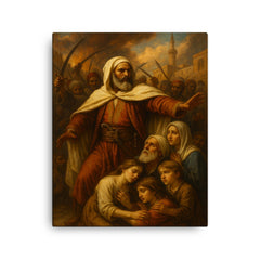 Abd el Kader protecting Christians in Damascus canvas print on a plain backdrop in size 16"x20".