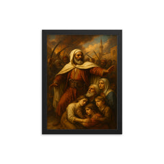 Abd el Kader protecting Christians in Damascus framed print on a plain backdrop in size 12"x16".