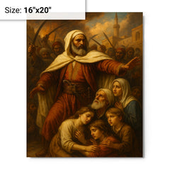 Abd el Kader protecting Christians in Damascus metal print on a plain backdrop in size 16"x20".