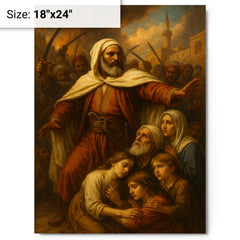 Abd el Kader protecting Christians in Damascus metal print on a plain backdrop in size 18"x24".