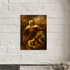 Abd el Kader protecting Christians in Damascus metal print mockup