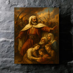 Abd el Kader protecting Christians in Damascus metal print mockup