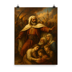 Abd el Kader protecting Christians in Damascus poster on a plain backdrop in size 8"x10".