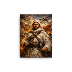 Abd el Krim in Rif resistance regalia canvas print on a plain backdrop in size 12"x16".