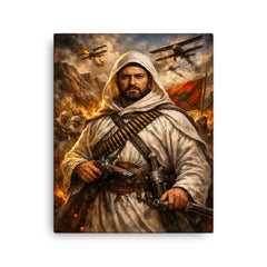 Abd el Krim in Rif resistance regalia canvas print on a plain backdrop in size 16"x20".