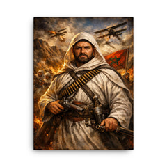 Abd el Krim in Rif resistance regalia canvas print on a plain backdrop in size 18"x24".