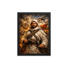 Abd el Krim in Rif resistance regalia framed print on a plain backdrop in size 12"x16".