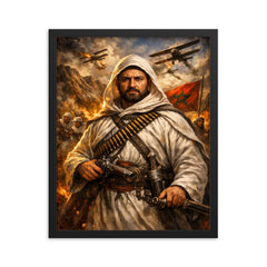 Abd el Krim in Rif resistance regalia framed print on a plain backdrop in size 16"x20".