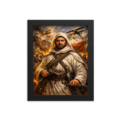 Abd el Krim in Rif resistance regalia framed print on a plain backdrop in size 8"x10".