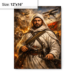 Abd el Krim in Rif resistance regalia metal print on a plain backdrop in size 12"x16".