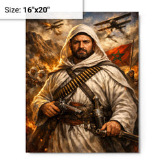 Abd el Krim in Rif resistance regalia metal print on a plain backdrop in size 16"x20".