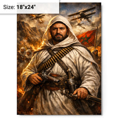 Abd el Krim in Rif resistance regalia metal print on a plain backdrop in size 18"x24".