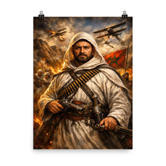 Abd el Krim in Rif resistance regalia poster on a plain backdrop in size 8"x10".