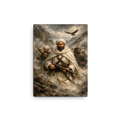 Abd el Krim leading Rif fighters in mountain fog canvas print on a plain backdrop in size 12"x16".