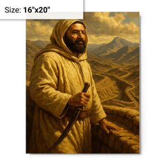 Abd el Krim surveying Rif mountain trenches metal print on a plain backdrop in size 16"x20".