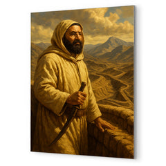 Abd el Krim surveying Rif mountain trenches metal print mockup