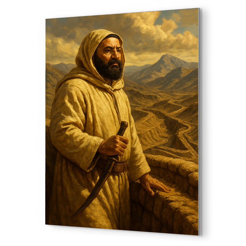 Abd el Krim surveying Rif mountain trenches metal print mockup