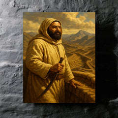 Abd el Krim surveying Rif mountain trenches metal print mockup