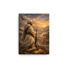 Abd el Krim surveying Rif mountains canvas print on a plain backdrop in size 12"x16".