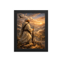 Abd el Krim surveying Rif mountains framed print on a plain backdrop in size 8"x10".