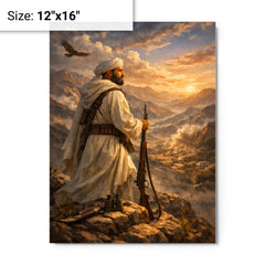 Abd el Krim surveying Rif mountains metal print on a plain backdrop in size 12"x16".