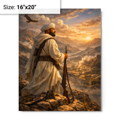 Abd el Krim surveying Rif mountains metal print on a plain backdrop in size 16"x20".