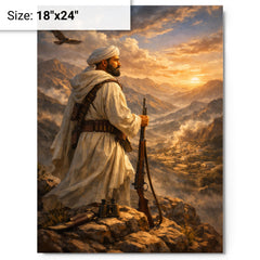 Abd el Krim surveying Rif mountains metal print on a plain backdrop in size 18"x24".