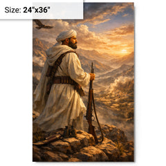 Abd el Krim surveying Rif mountains metal print on a plain backdrop in size 24"x36".
