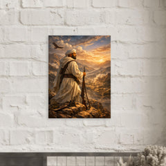 Abd el Krim surveying Rif mountains metal print mockup