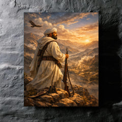 Abd el Krim surveying Rif mountains metal print mockup