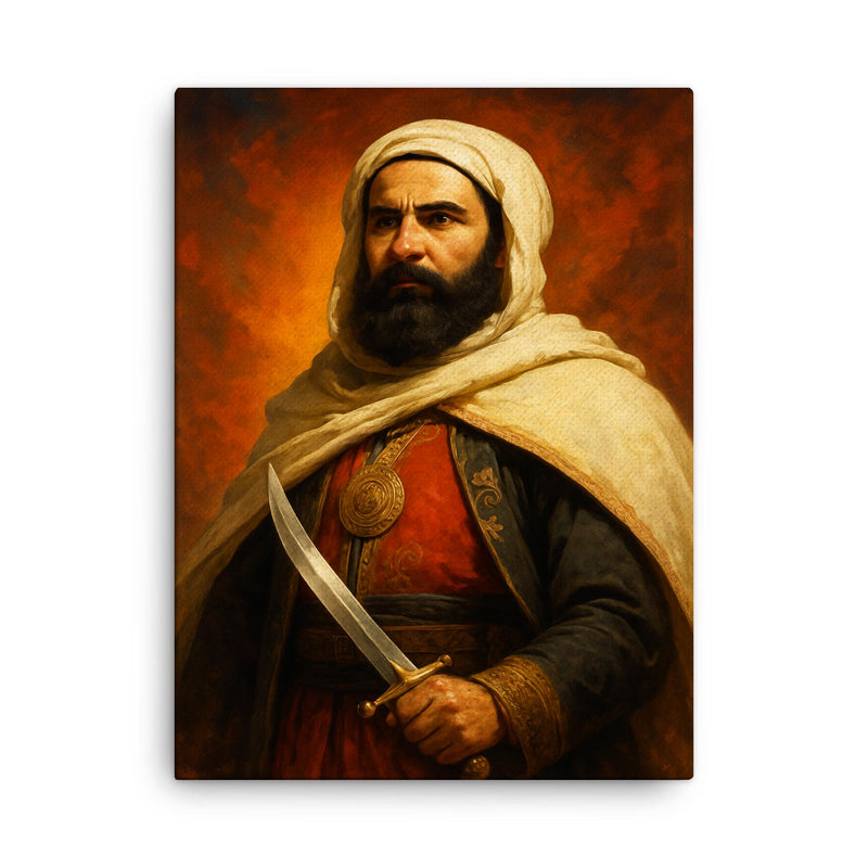 Abdelkader El Djezairi canvas print on a plain backdrop in size 18