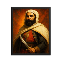 Abdelkader El Djezairi framed print on a plain backdrop in size 16"x20".