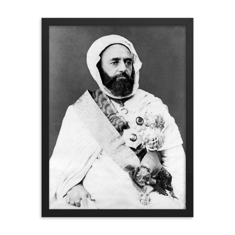 Abdelkader El Djezairi framed print on a plain backdrop in size 18