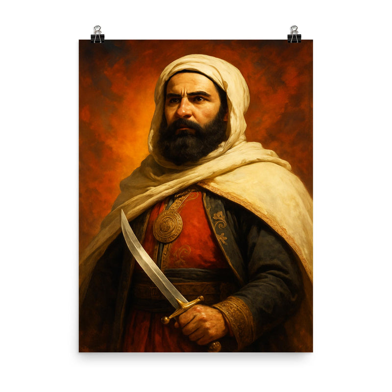 Abdelkader El Djezairi poster on a plain backdrop in size 8