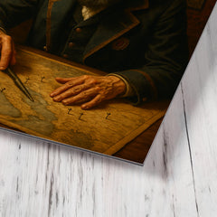 Abdülhamid II in paranoid map room metal print mockup