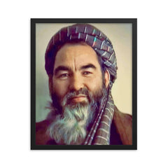 Abdul Ali Mazari framed print on a plain backdrop in size 16"x20".