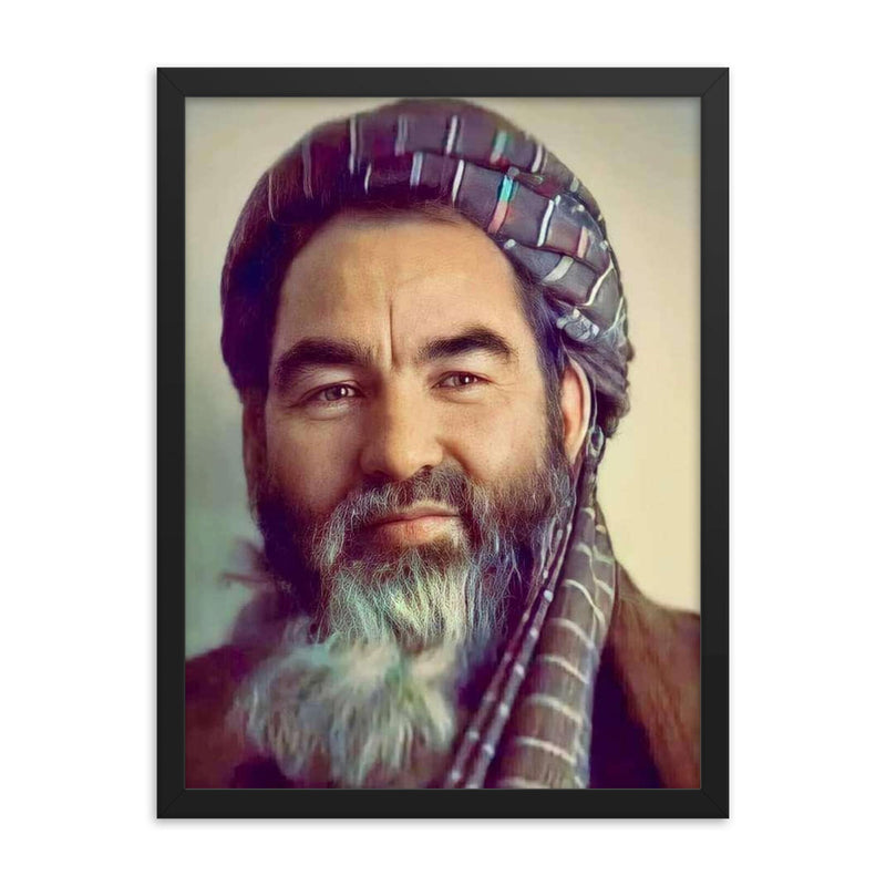 Abdul Ali Mazari framed print on a plain backdrop in size 18